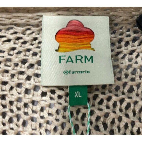 Farm Rio Sand Stripes Fringes Knit Cardigan Sz XL Button Up Boho Knitted NWT - Picture 8 of 9